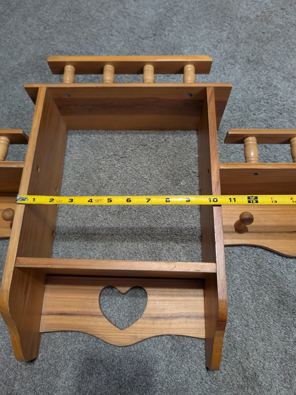 Large Vintage Antique Wooden Heart Trinket Shelf